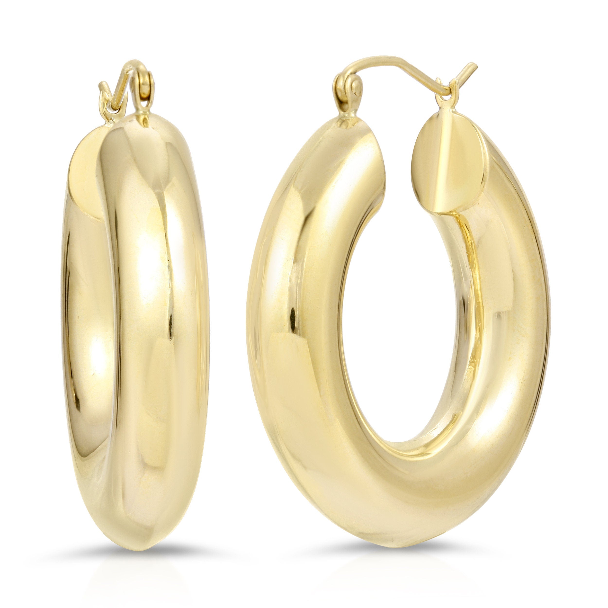 14K Medium Staple Hoops – Esai Jewelry