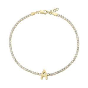 14K Bubble Initial Tennis Bracelet