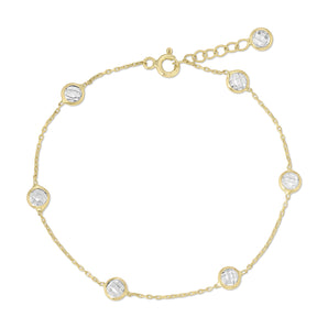 14K CZ Station Bracelet