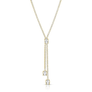 14K CZ Oval Stone Tennis Lariat