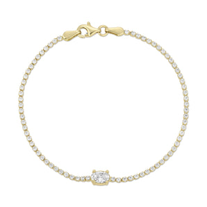 14K CZ Oval Stone Tennis Bracelet