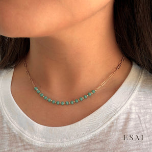 14K Turquoise Beaded Chain Necklace