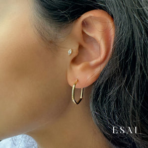 14K Petite Geo Hoops