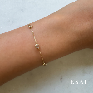 14K CZ Station Bracelet