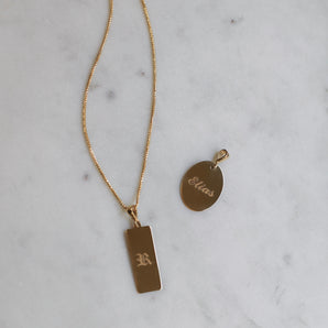 14K Engravable Elongated Tag Charm