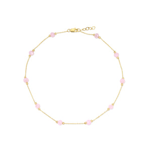 14K Pink Aventurine Bead Bracelet