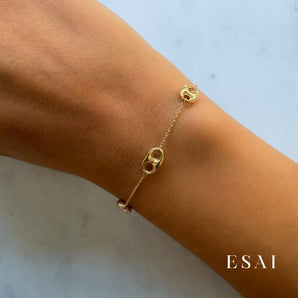 14K Puff Mariner Bracelet