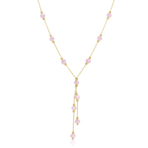 14K Pink Aventurine Beaded Necklace