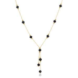 14K Black Quartz Beaded Necklace