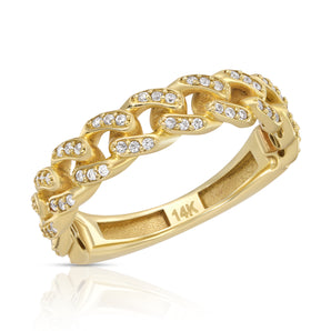 14K CZ Cuban Link Ring