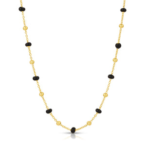 14K Black Enamel Beaded Necklace