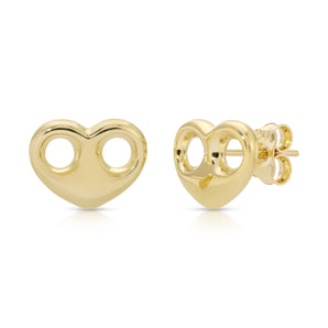 14K Puff Mariner Heart Studs