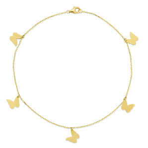 14K Butterfly Charm Anklet